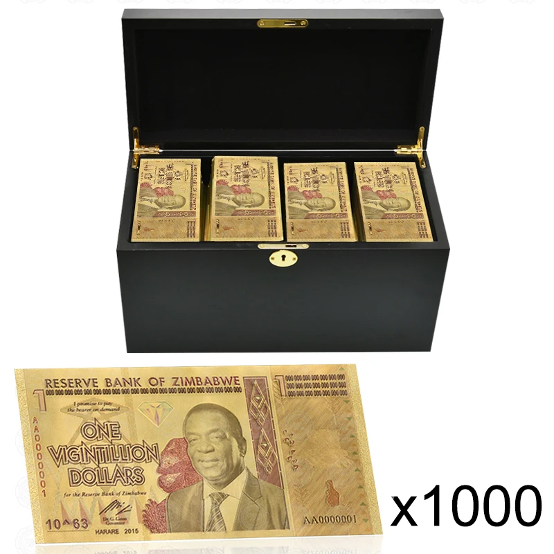 Поддельные деньги 1000 шт. 100 трлн долларов Зимбабве золотые банкноты с качество