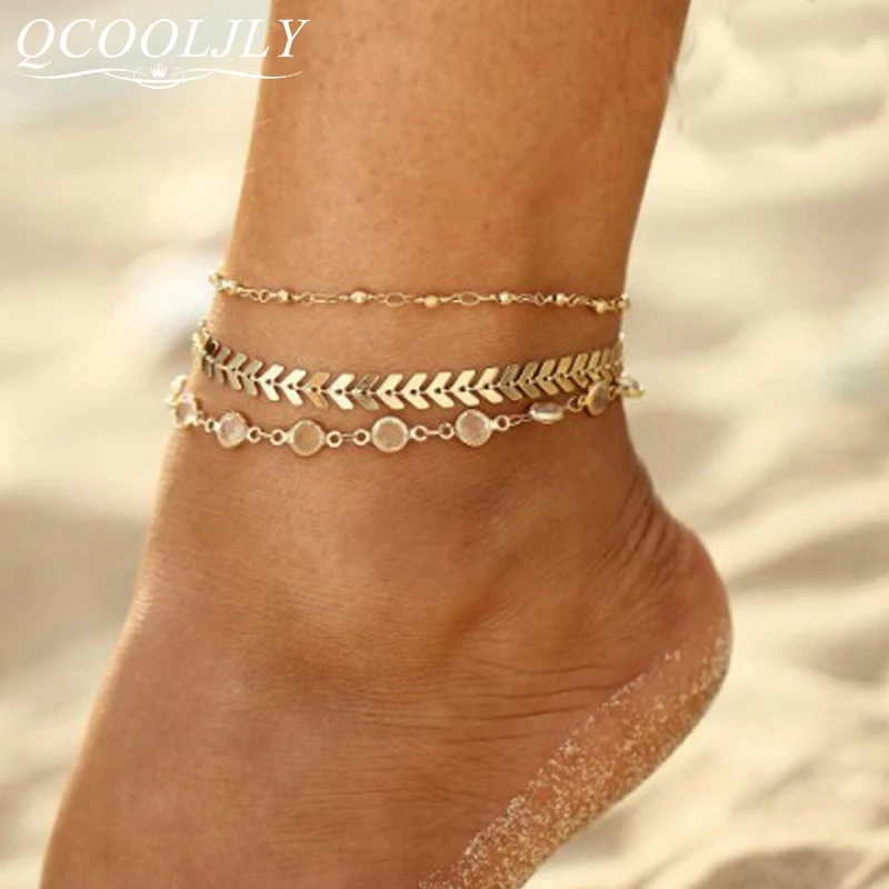 3 шт./лот набор ножных браслетов с кристаллами и блестками для женщин пляжные