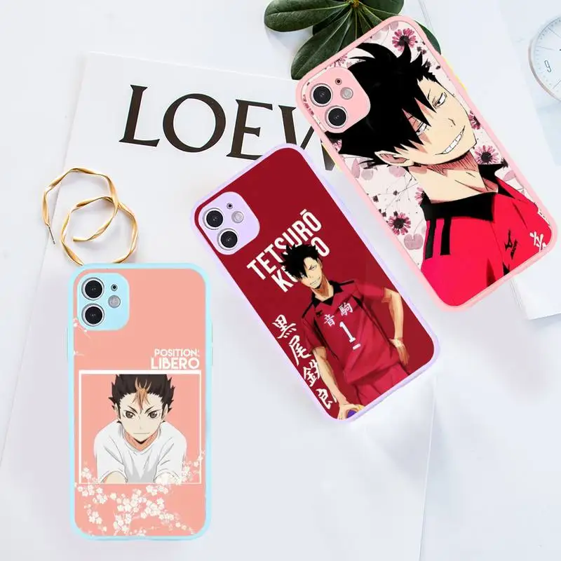 

Kuroo Tetsurou Haikyuu Phone Case For iPhone 12 11 Mini Pro XR XS Max 7 8 Plus X Matte transparent Purple Back Cover