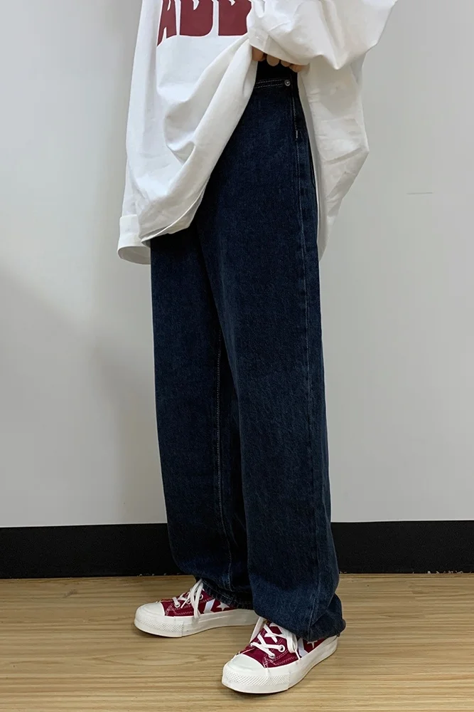 Джинсы женские универсальные корейские свободные прямые повседневные брюки на