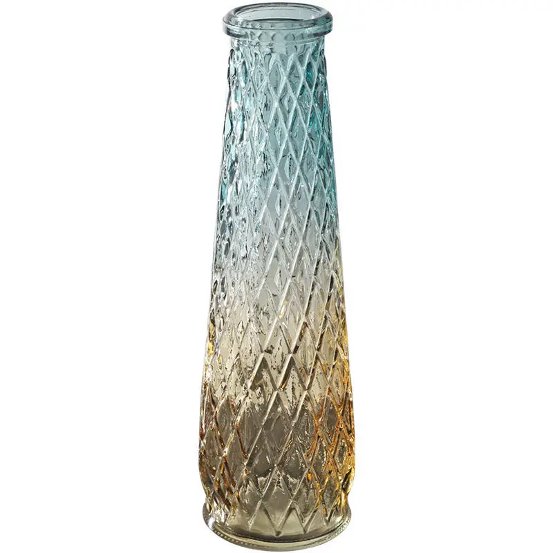 Transparent Glass Vase Gradient Color Stripe Shape Simple Modern Home Living Room Bedroom Desktop Decoration Aromatherapy Bottle | Дом и сад