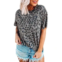 leopard print o neck batwing short sleeve loose plus size t shirt women summer casual streetwear vintage tops tee shirts