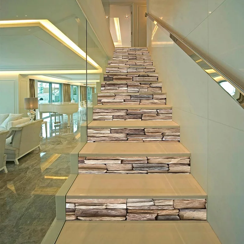 

3D Staircase Mural Sticker Diy Vinyl Self-Adhesive Staircase Mural Decal Wallpaper WaterProof Detachable Staircase Sticker Suita