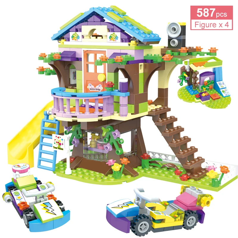 587 шт. домик на дереве для друзей джунгли приключения кемпинг строительные