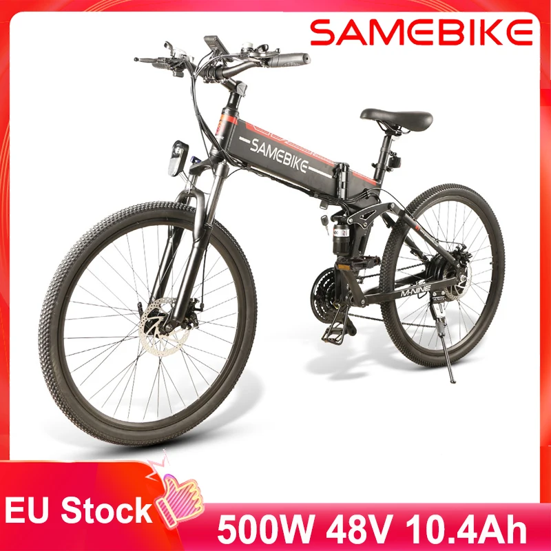 Samebike-bicicleta eléctrica de montaña LO26, ciclomotor de 26 pulgadas, plegable, inteligente, 30 km/h, 48V, 10,4 Ah, 500W, Stock en la UE