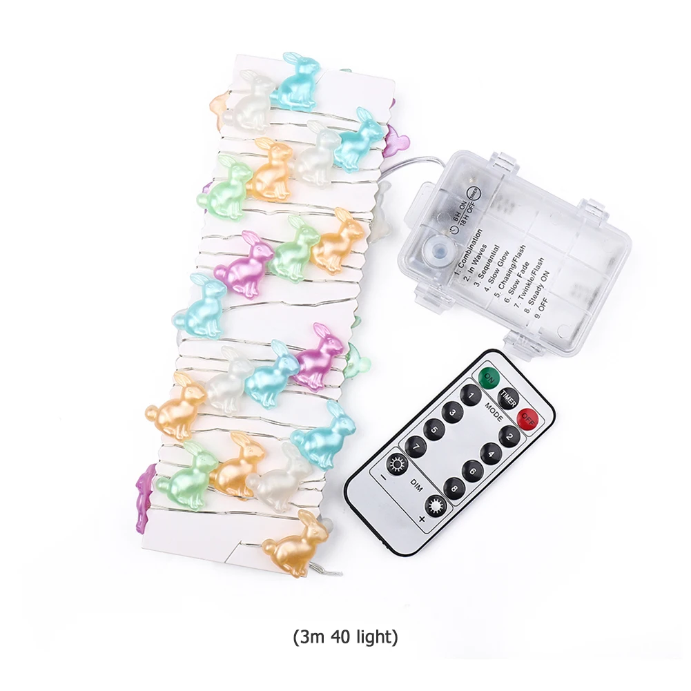 

3 Meters 40 LED Easter Light String Rabbit Carrot String Lamp Bunny Festive Home Decor Battery Supply Easter Holiday Light Decor