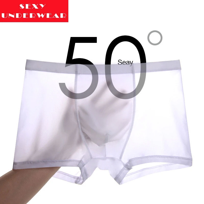 

Summer Men Underwear Seamless Ice Silk U Convex Boxer Shorts Briefs Ultra Thin Soft Breathable Comfortable Panties Underpants