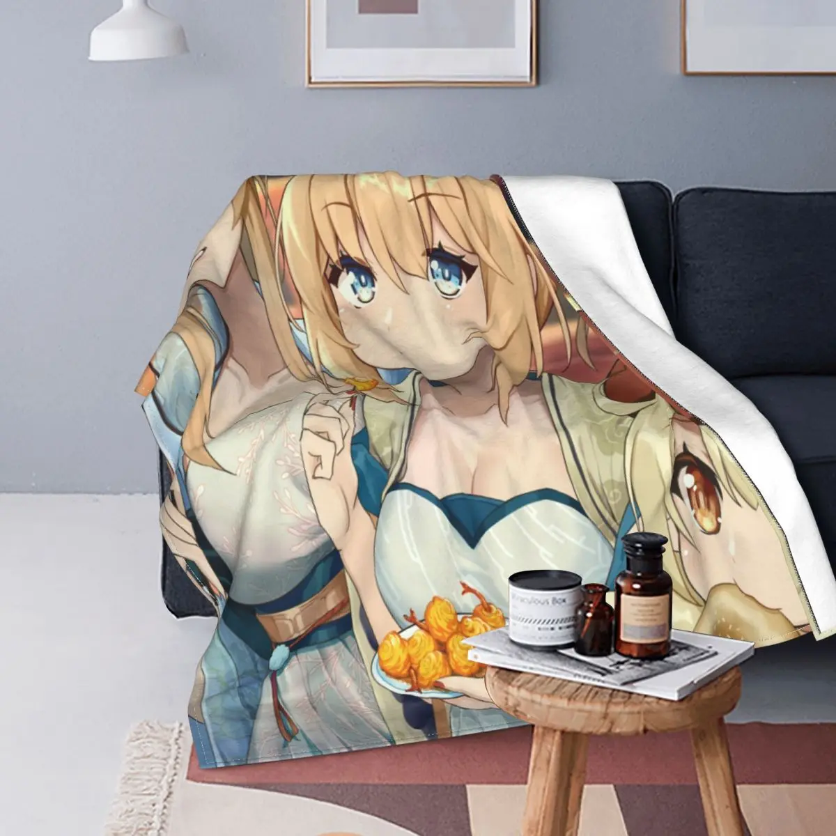 

Acg Genshin Impact Blanket Fleece Autumn/Winter Traveler Games Multifunction Lightweight Thin Throw Blankets for Sofa Outdoor