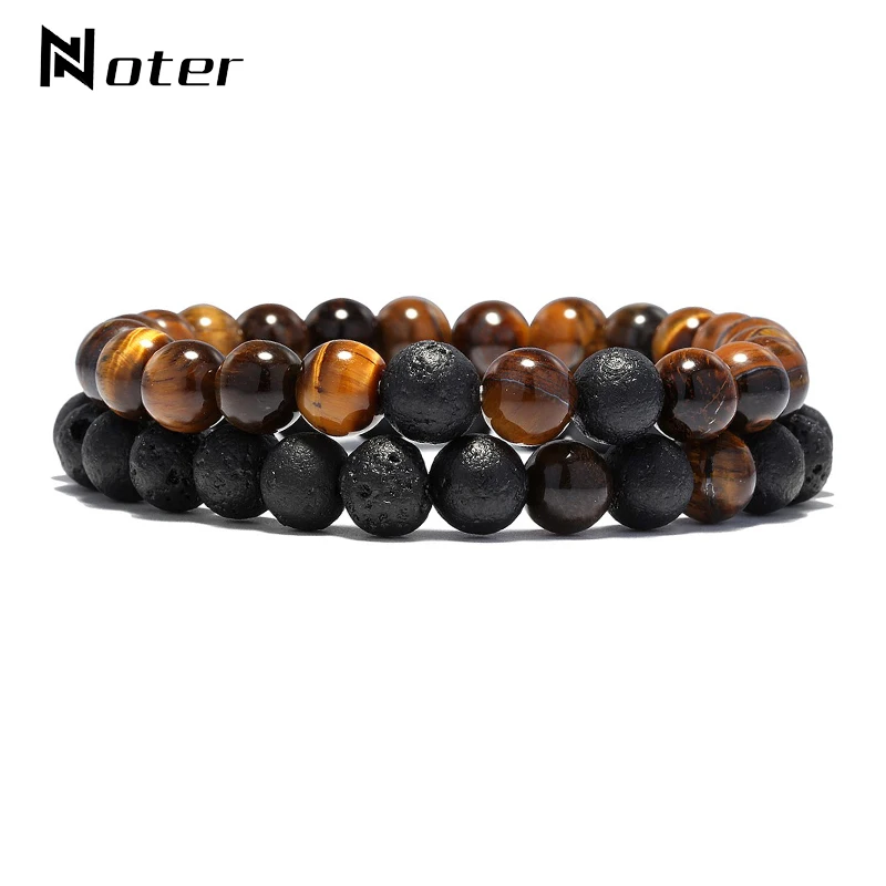 Noter 2 шт./компл. браслет с тигриным глазом унисекс черный белый пара Braclet