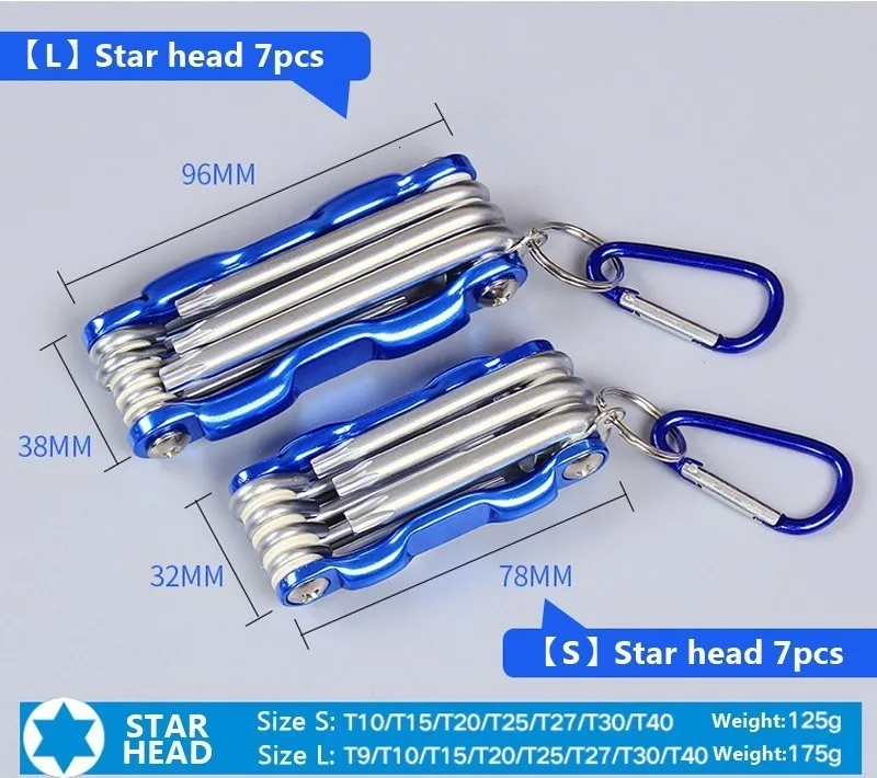 Star Head Складной портативный шестигранный гаечный ключ набор металла метрический Chave Torx шестигранный ключ шестигранный гайковерты ручной инструмент Llave ключ Шестигранник - Цвет: Star Head