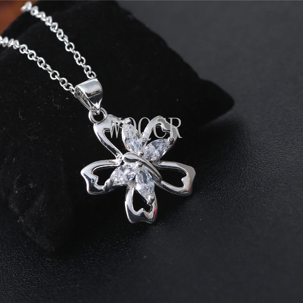 

Wholesale 925 Flower Shape Zircon Fashion Necklace Pendant Mother Valentine's Day Holiday Gift + Necklace Butterfly Necklace