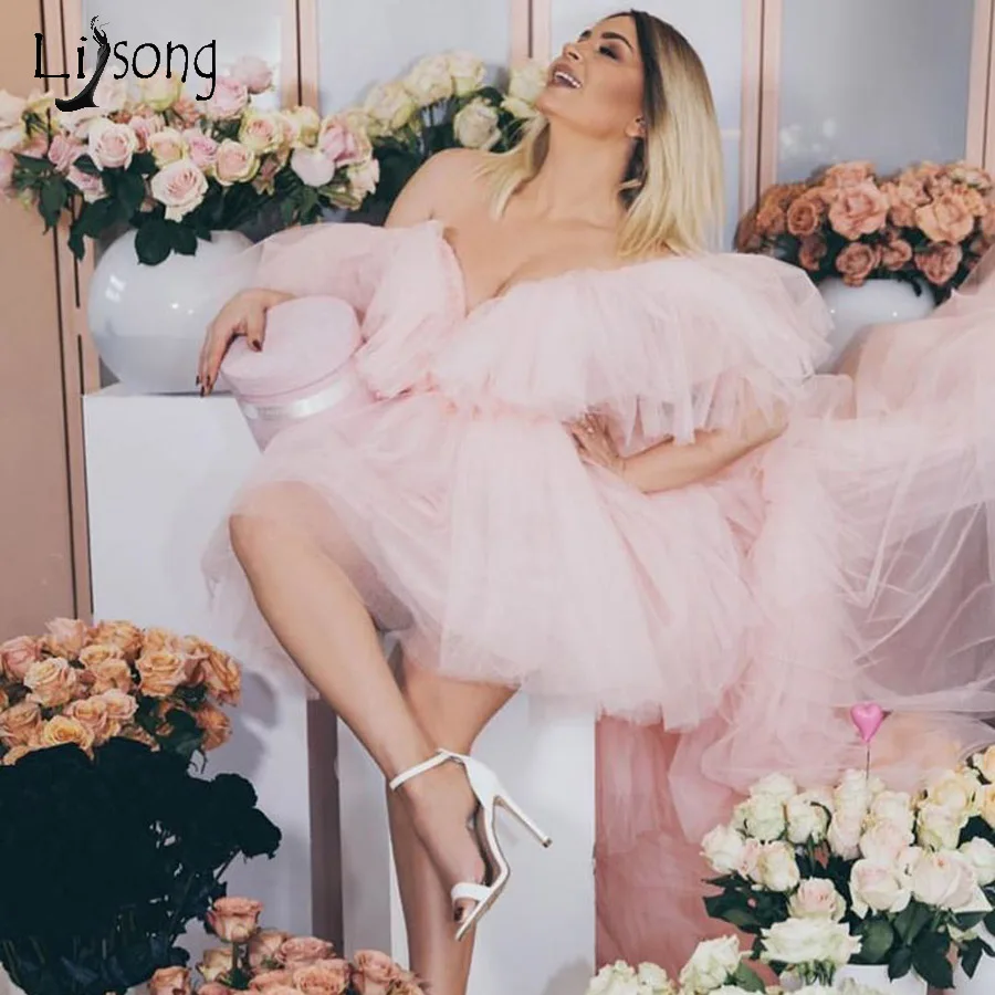 Розовое длинное Тюлевое платье для выпускного вечера 2020 пышная юбка пачка модные