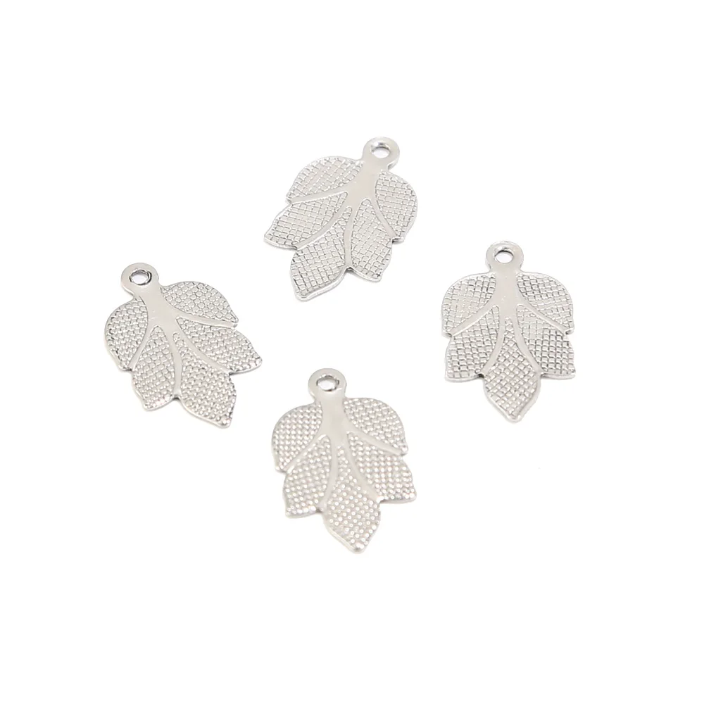 20 шт./лот украшения из нержавеющей стали в виде листьев кулоны для аксессуары