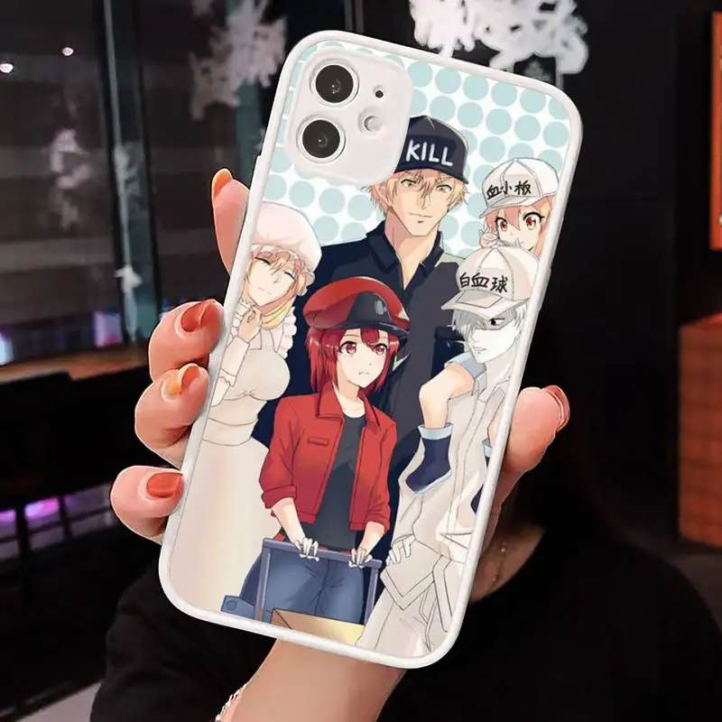 

cells at work cute cartoon Phone Case Matte Transparent for iPhone 7 8 11 12 s mini pro X XS XR MAX Plus cover funda