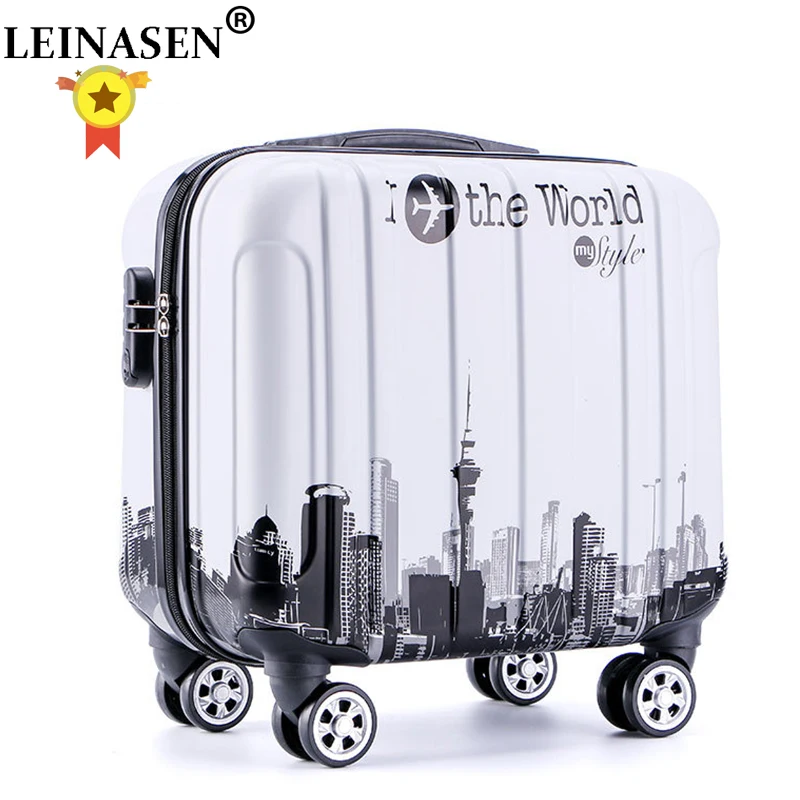 18 inches girl cartoon students Universal wheel trolley case child Travel luggage rolling suitcase women creative Boarding box