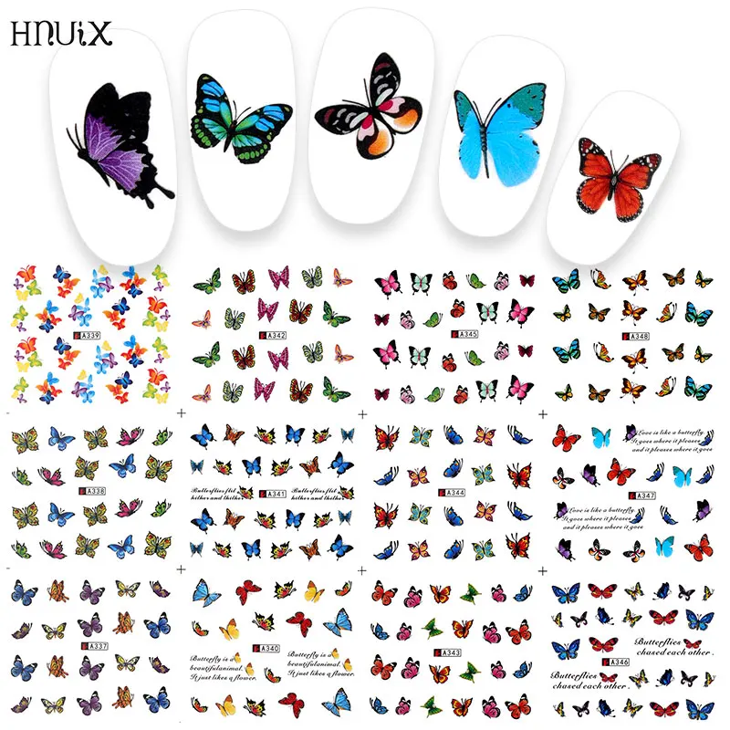 

12 PC watermark slider nail stickers nail art decal water transfer flower butterfly decoration manicure watermark leaf tips