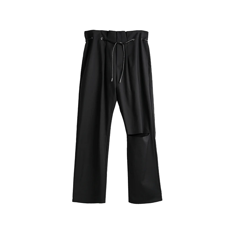 

Men's black straight tube broken nine minutes trousers casual Korean version of the trend loose men summer