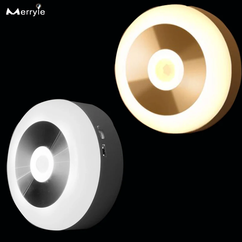 

High Quality PIR Motion Sensor Night Light with AUTO ON OFF Switch USB Recharge Magnet Bedroom Wall Lights for Wardrobe Toilet