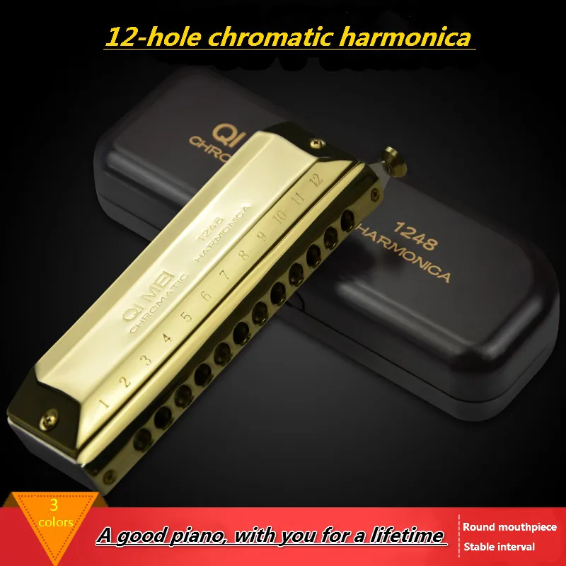 QIMEI Хроматическая губная гармоника Armonica Профессиональный струменти Musicali 12 отверстие 48 тон рот органные профессиональные C Ключ Gaita De Boca