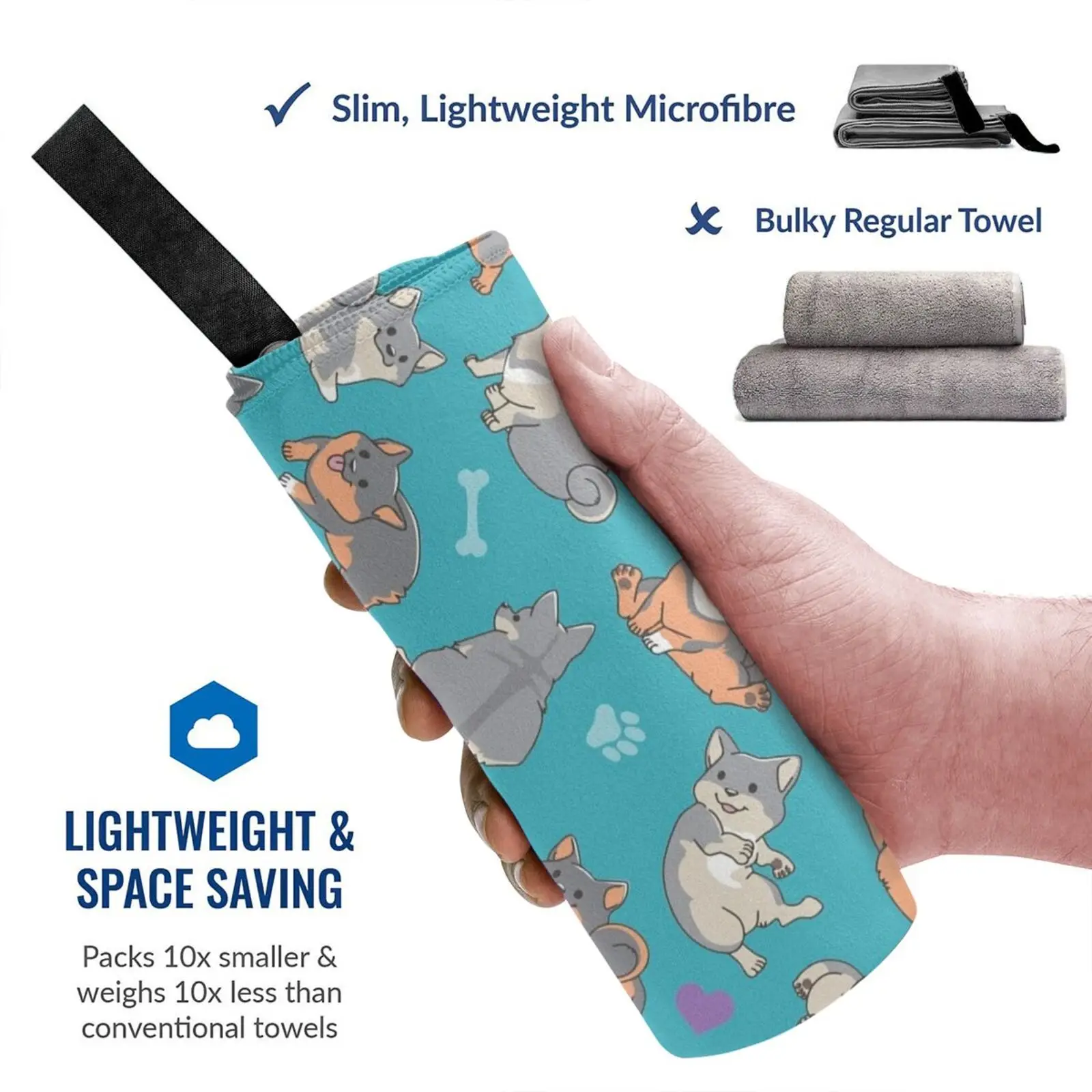 Быстросохнущее синее полотенце Vallhunds для спортзала спорта ванной портативное