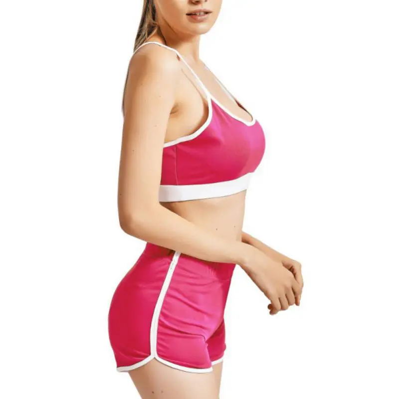 Женские летние спортивные комплекты для фитнеса модный цветной спортивный