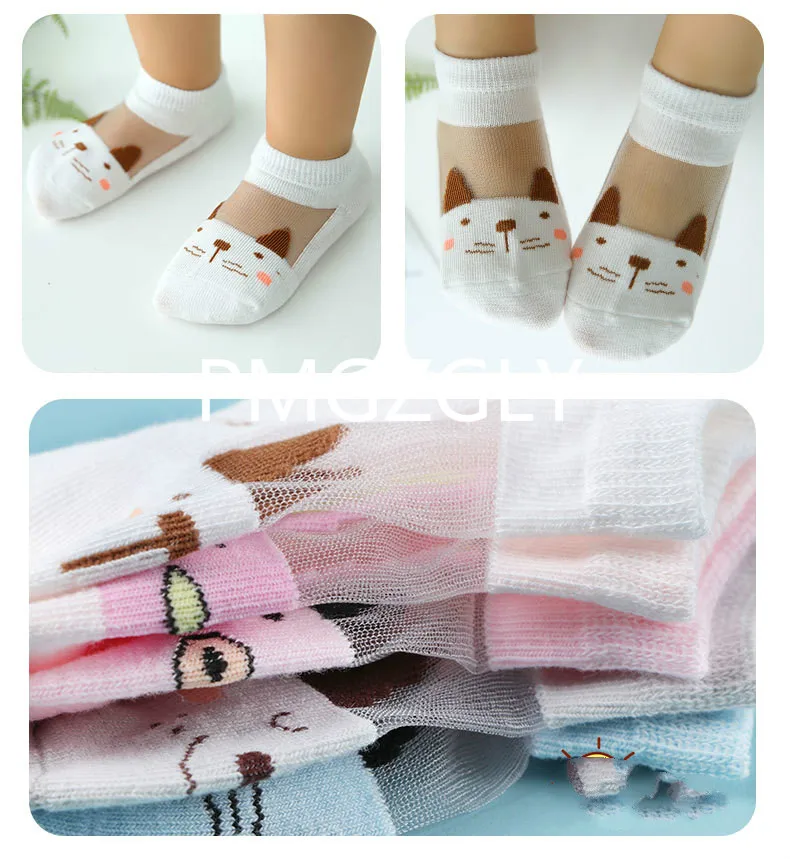 5 пар детских носков в горошек с изображением кота летние тонкие удобные дышащие