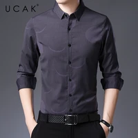 ucak brand streetwear long sleeve shirt men clothes spring new arrival tops casual turn down collar striped shirts homme u6182
