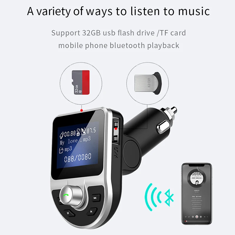 Автомобильный MP3-плеер fm-передатчиком Bluetooth Hands-Free Car Kit аудио MP3 модулятор 1.44 дюймов Дисплей 2.1A USB Автомобильное Зарядное устройство