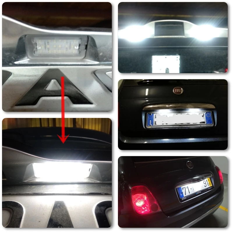 12 В 18SMD 2 шт ксеноновые лампы Белый светодиодный номер номерного знака свет лампы для Fiat 500 500C 2009