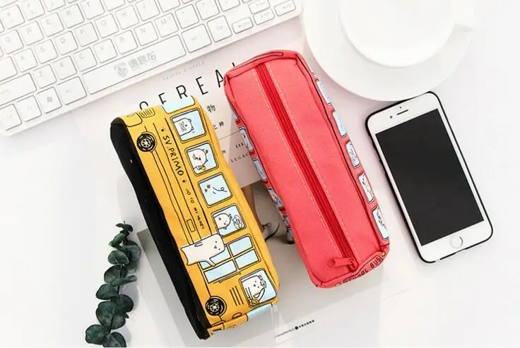 1 шт. Lytwtw's Kawaii Cute Bus Pen холщовый чехол для карандашей школьные стационарные инструменты для получения Косметики Косметический Чехол