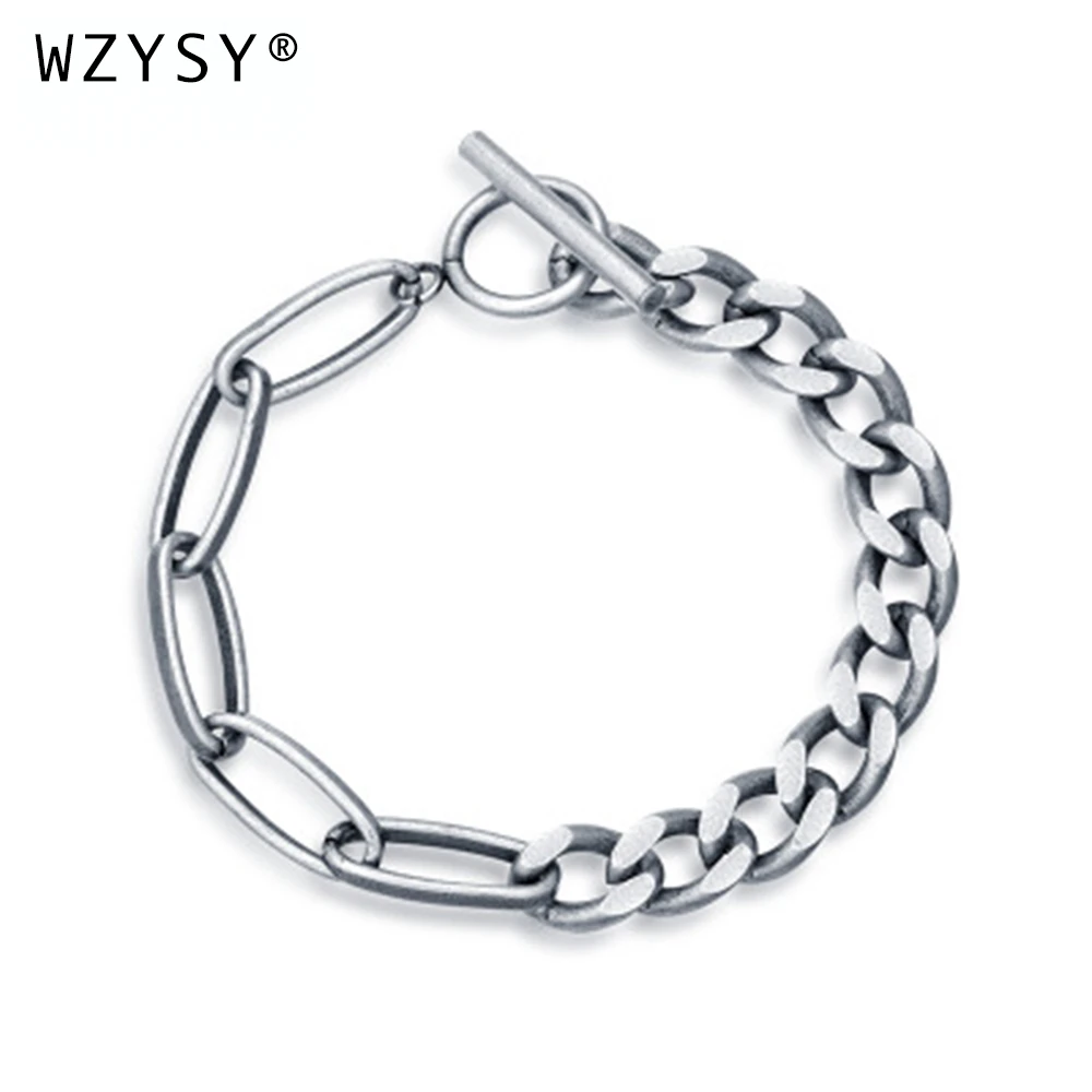 Ретро Хип-Хоп Мужская титановая стальная цепочка индивидуальный Серебряный