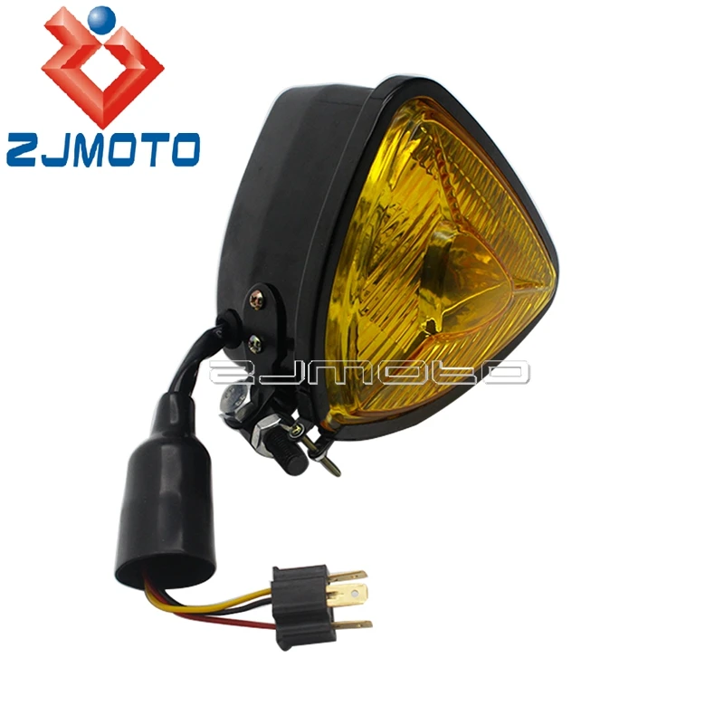 Треугольная фара в стиле ретро для мотоцикла 12 В универсальная Harley Honda Chopper Bobber Cafe