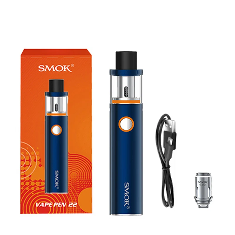 Smok Vape Pen 22 комплект со встроенным аккумулятором 1650 мАч Vape Pen 22 резервуар Ом двухъядерный светодиодный электронная сигарета испаритель - Цвет: Синий