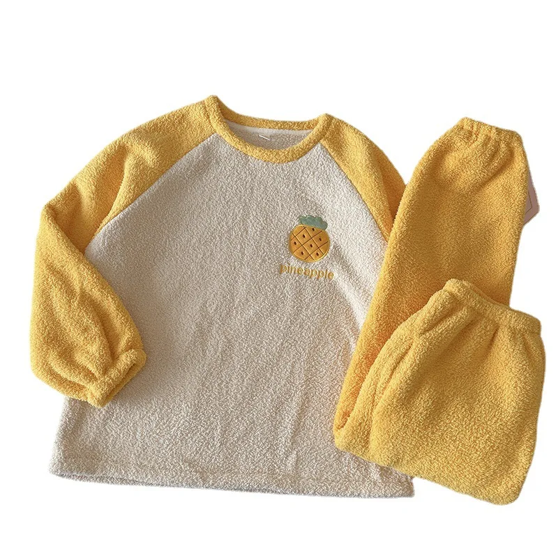 Sweet Pajamas Set Women Splicing Coloe Round Neck Vetement De Nuit Femme Strawberry Watermelon Pineapple Animal Printed Pajamas