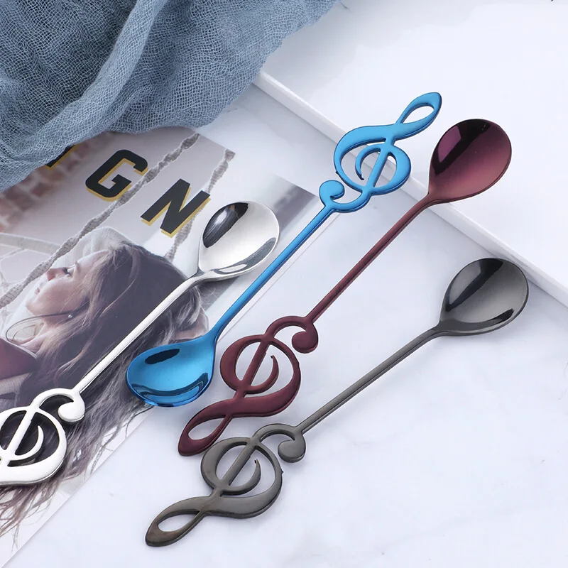 

Mug Spoon Music Bar Ice Bar Creative Gift Spoon 304 Stainless Steel Music Note Spoon Coffee Spoon Tableware Kitchen Accessories