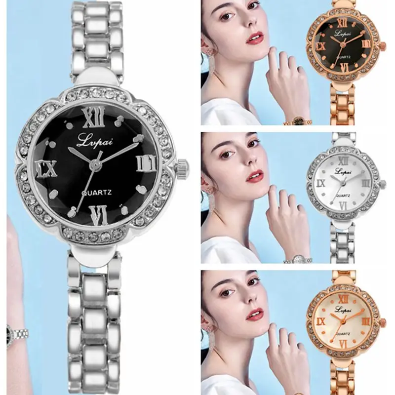 

Женские наручные часы, элегантный браслет стразы, кварцевые часы, простое платье, комплект из 2 предметов, повседневные часы для женщин, мода...