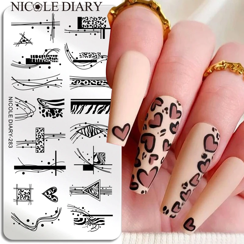 Трафареты NICOLE DIARY для стемпинга ногтей леопардовые трафареты с принтом зебры и