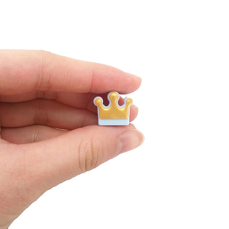 Chenkai 100PCS BPA Free Silicone Mini Crown Teether Beads Silicone Dentition Teething Bead Food Grade  DIY Baby Jewelry Toy Gift