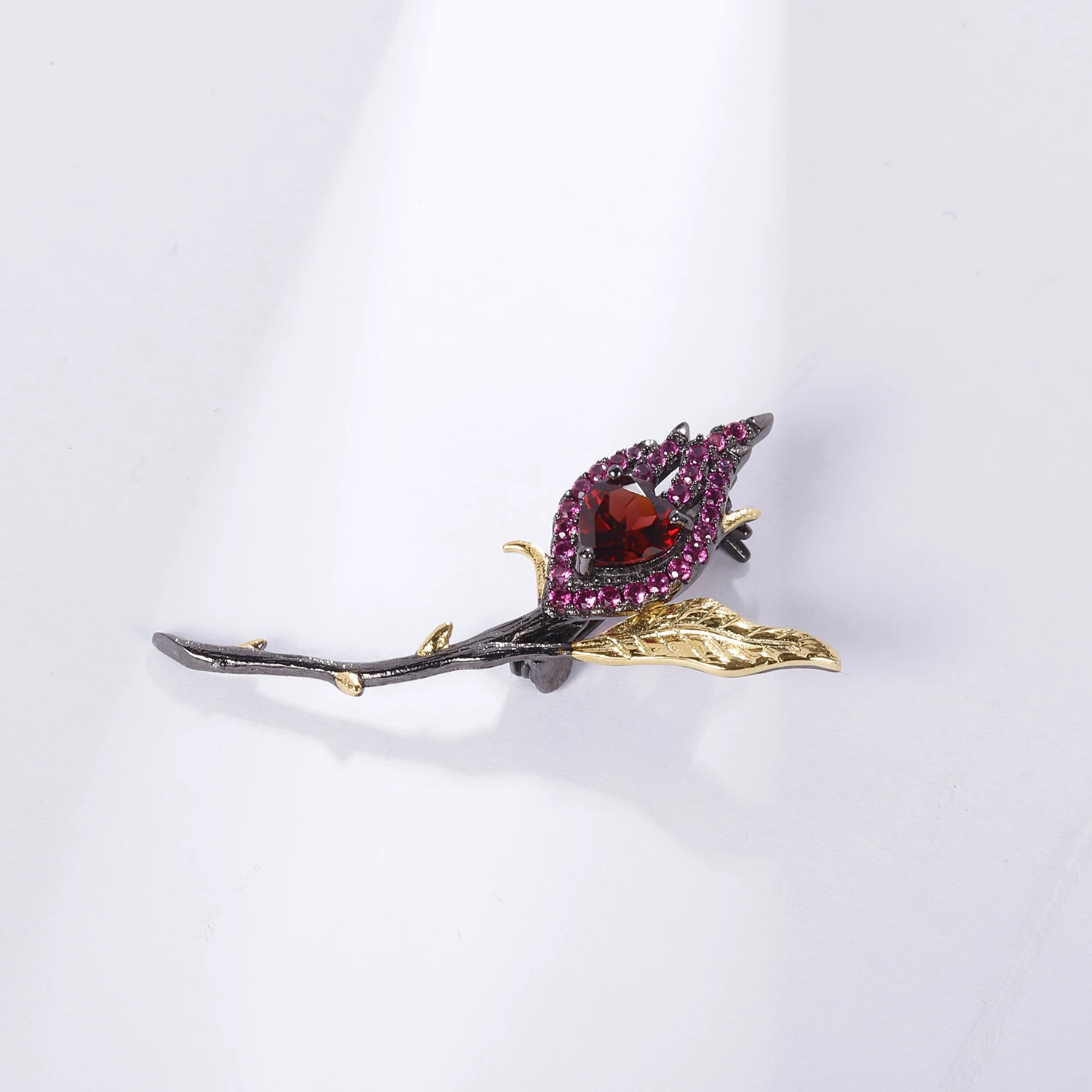 Женские броши GEM'S BALLET Black &amp 18k Gold 925 Серебряный двухцветный ручной работы с