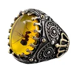 Винтажное мужское кольцо с гравировкой в виде муравьев из натурального камня, Золотая Корона, геометрический узор для мужчин, готическое Ювелирное Украшение в стиле викингов