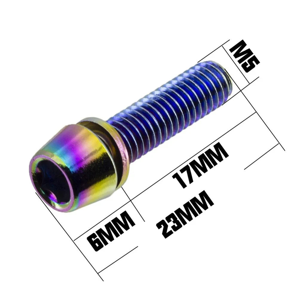 

6PC Bicycle Stem Bolt M5*18mm Titanium Alloy Anodized Bolts Anti-Rust Road/MTB Stainless Steel Vacuum Coating