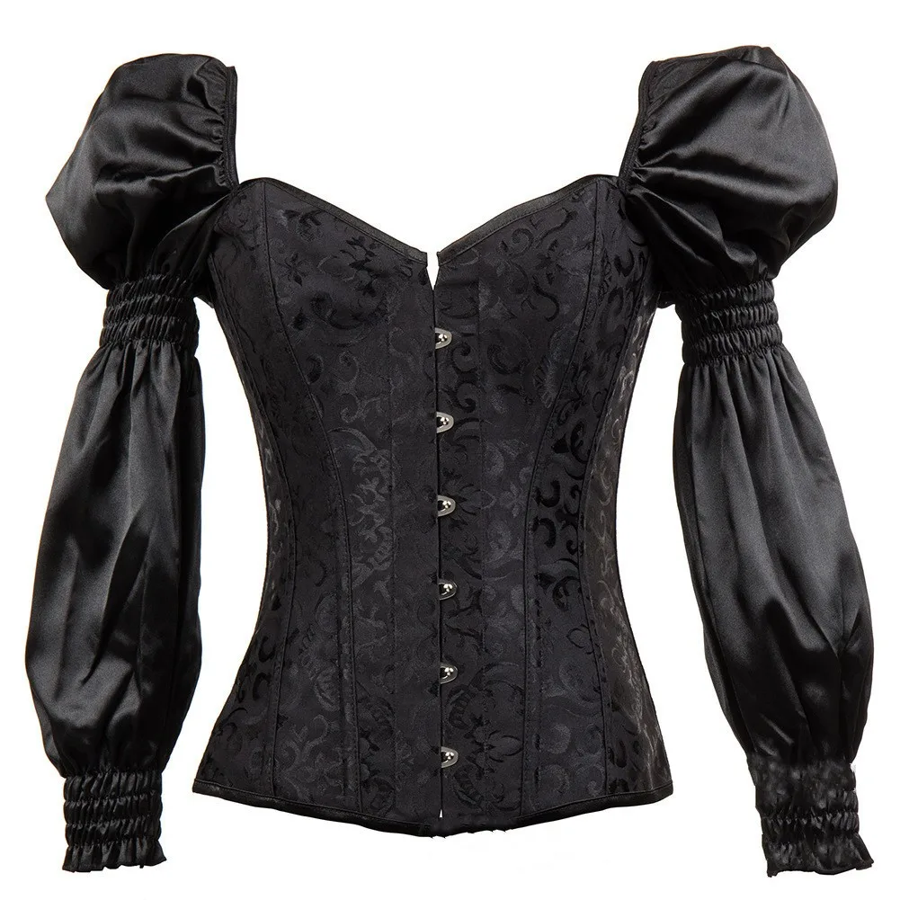 

Plus Size 3XL Medieval Princess Costume Puff Sleeve Women Corset Cosplay Costume Long Sleeve Bride Wedding Dress Corset