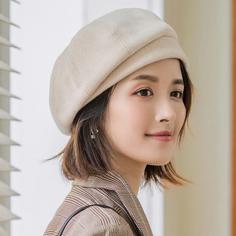 Элегантные женские винтажные хлопковые клетчатые шапки модный восьмиугольный