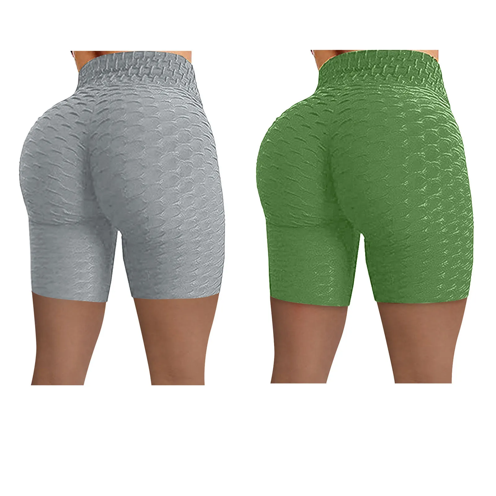 

2pc Women High Waist Sports Yoga Shorts With Pockets Seamless Tummy Control Workout Running Short Pants Athletic Gym Leggings