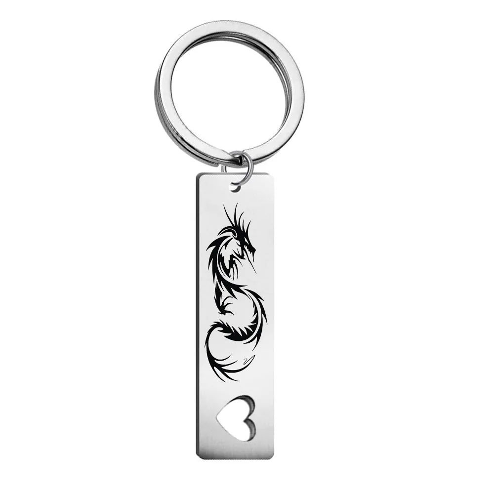 Оригинальный брелок из нержавеющей стали подвеска с рисунком дракона и феникса