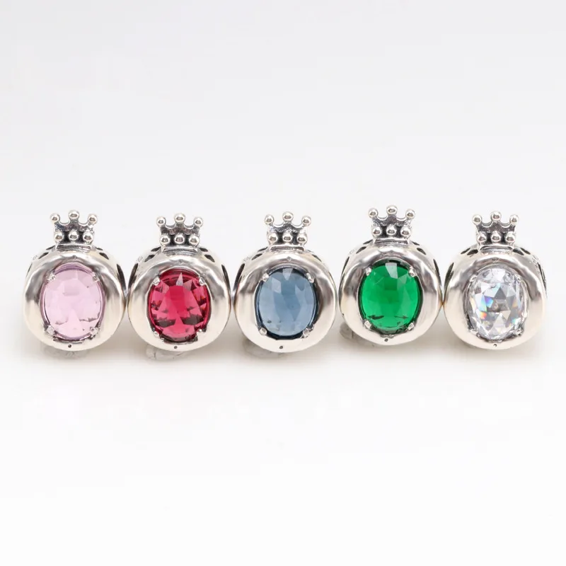 

925 sterling silver autumn transparent shiny crown charm necklace female white copper silver-plated twine decorated with blue