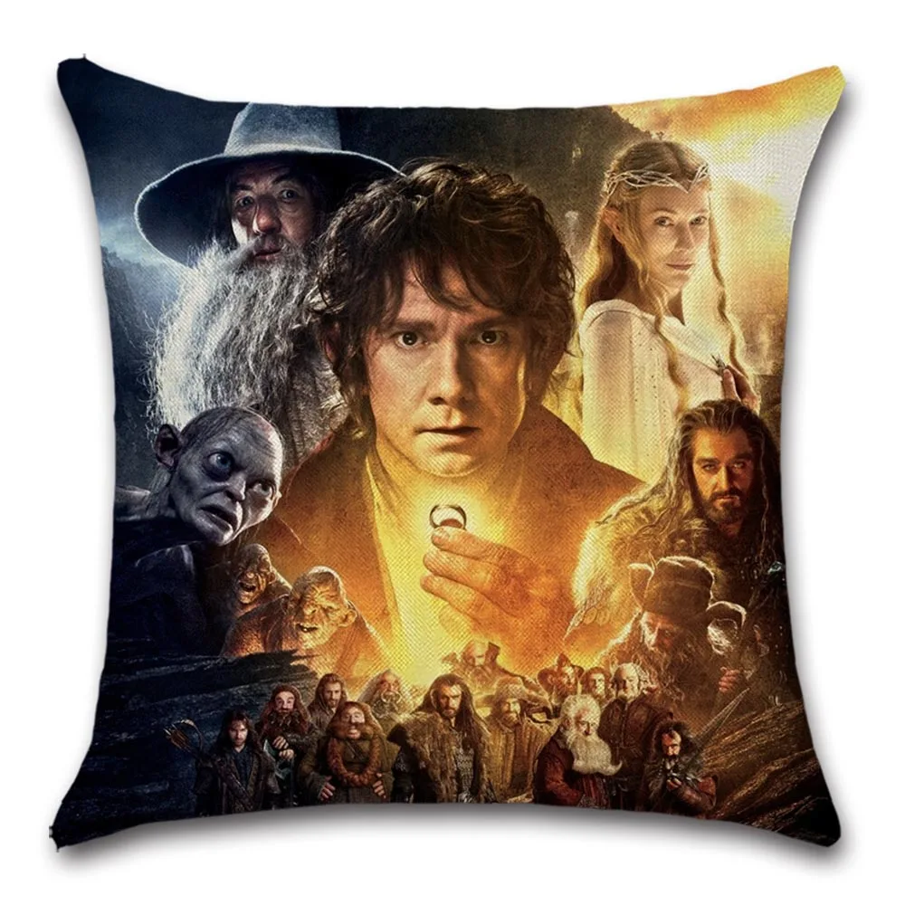 Чехол для подушки из хлопка и льна с принтом колец фильмов декоративное домашнее