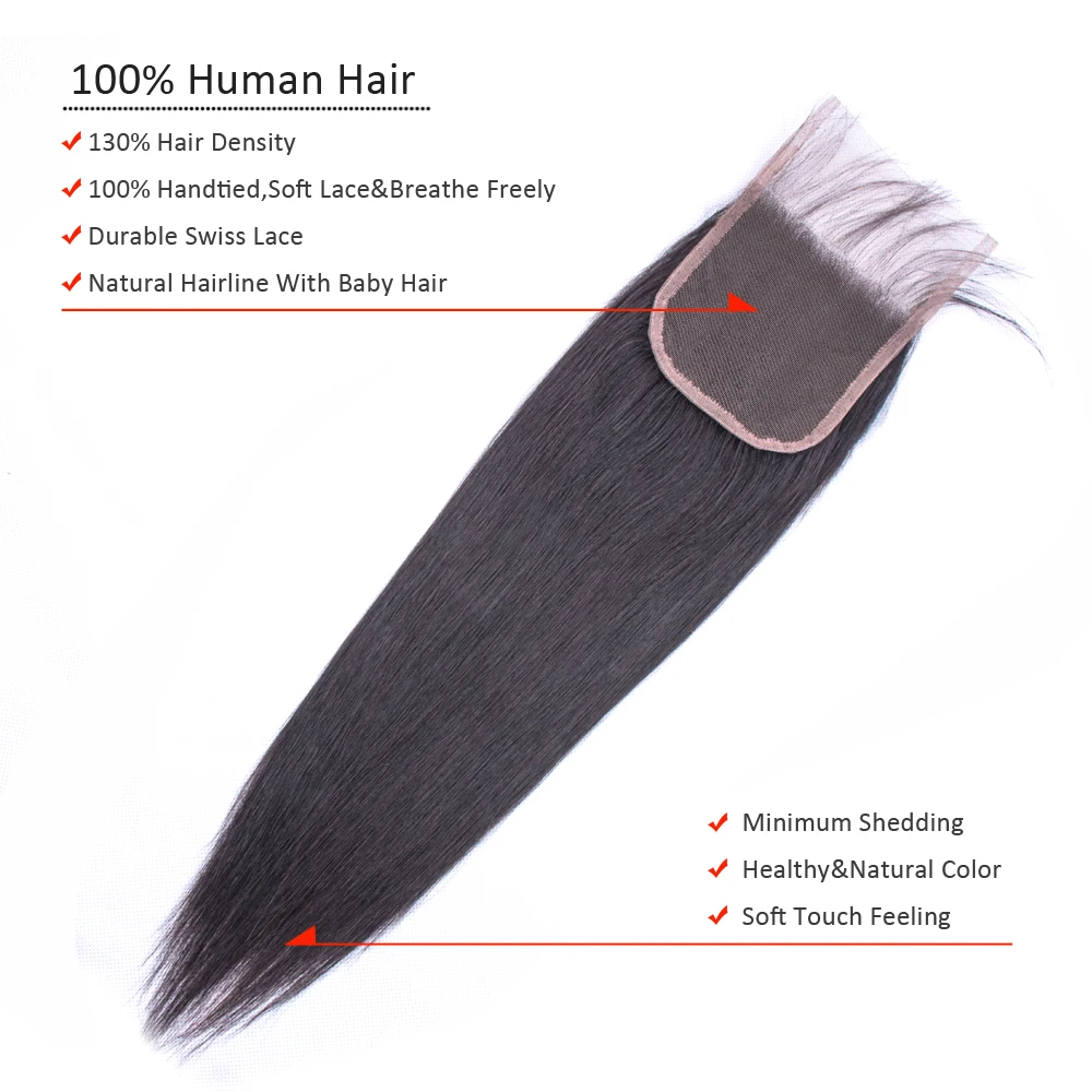 

Human Hair Bundles With Closure Straight Hair Bundles With Closure Malaysian Hair Weave Bundles With Closure 8-24inch Non-remy