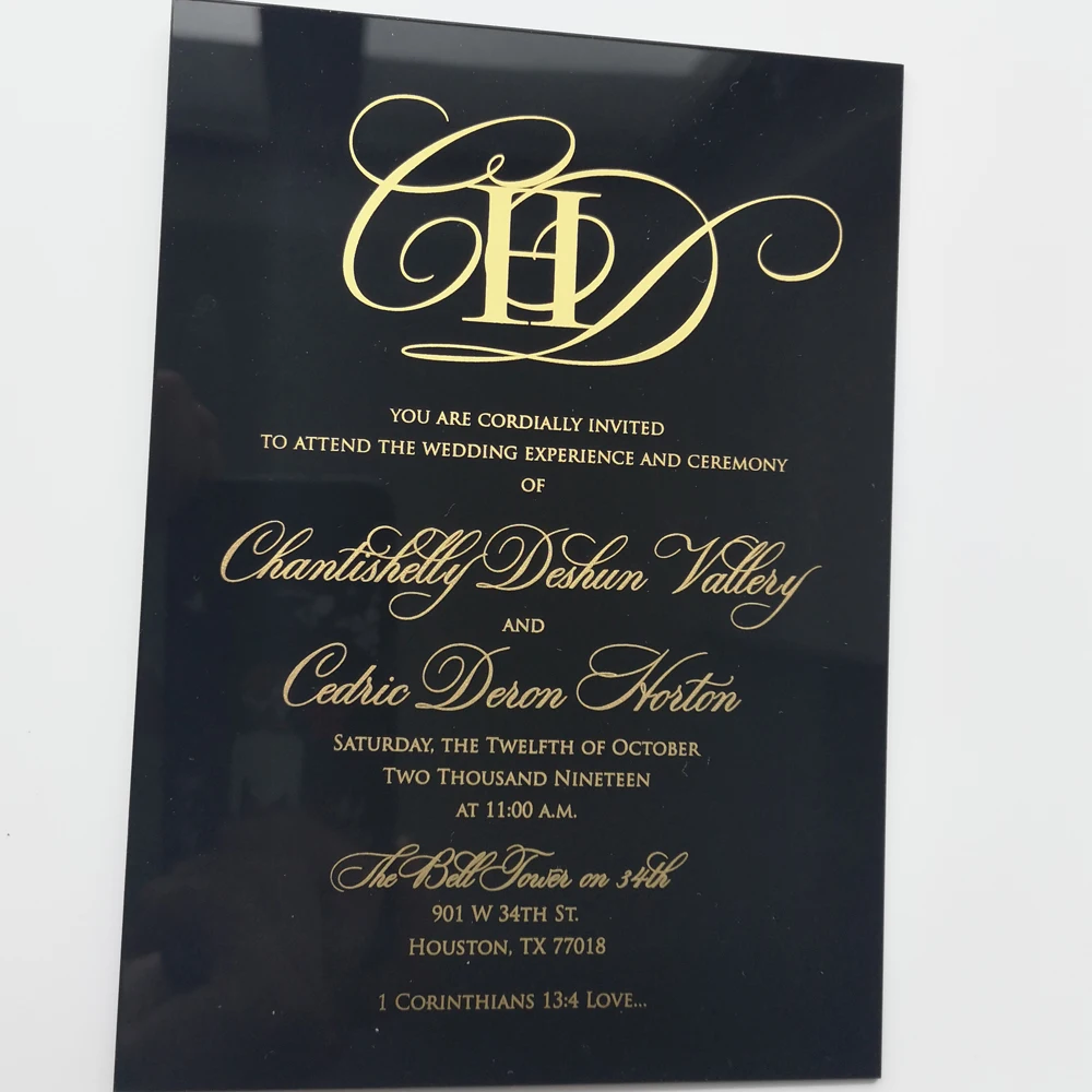 Новый черный акриловый конверт с золотой фольгой|pink cards|card cardcards gold |