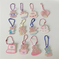 kawaii pink little bear acryic keychain women girl bag pendant key chain pencil case book toy keyfob animal jewelry friends gift